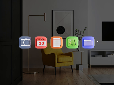 AR icons 3d 3d icon animation ar calendar camera colorful folder icon mr note paiting vr xr