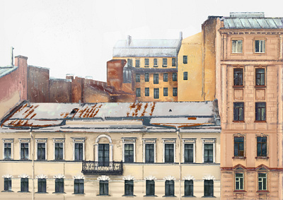 Petersburg's rooftops 2d architecture art artwork creative house illustration