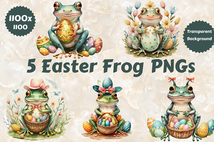 5 Easter Frog Illustrations PNGs by Aimen Bashir on Dribbble