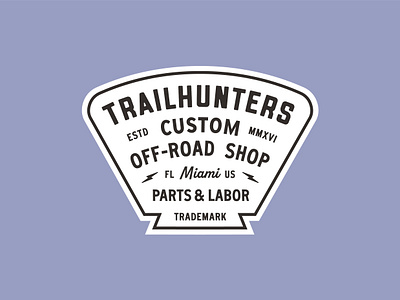 Trailhunters - Badge Design apparel badge badge design badges branding custom graphic design illustration logo logo design merch merchandise minimal monoline motorcycle off road sticker t shirt typography