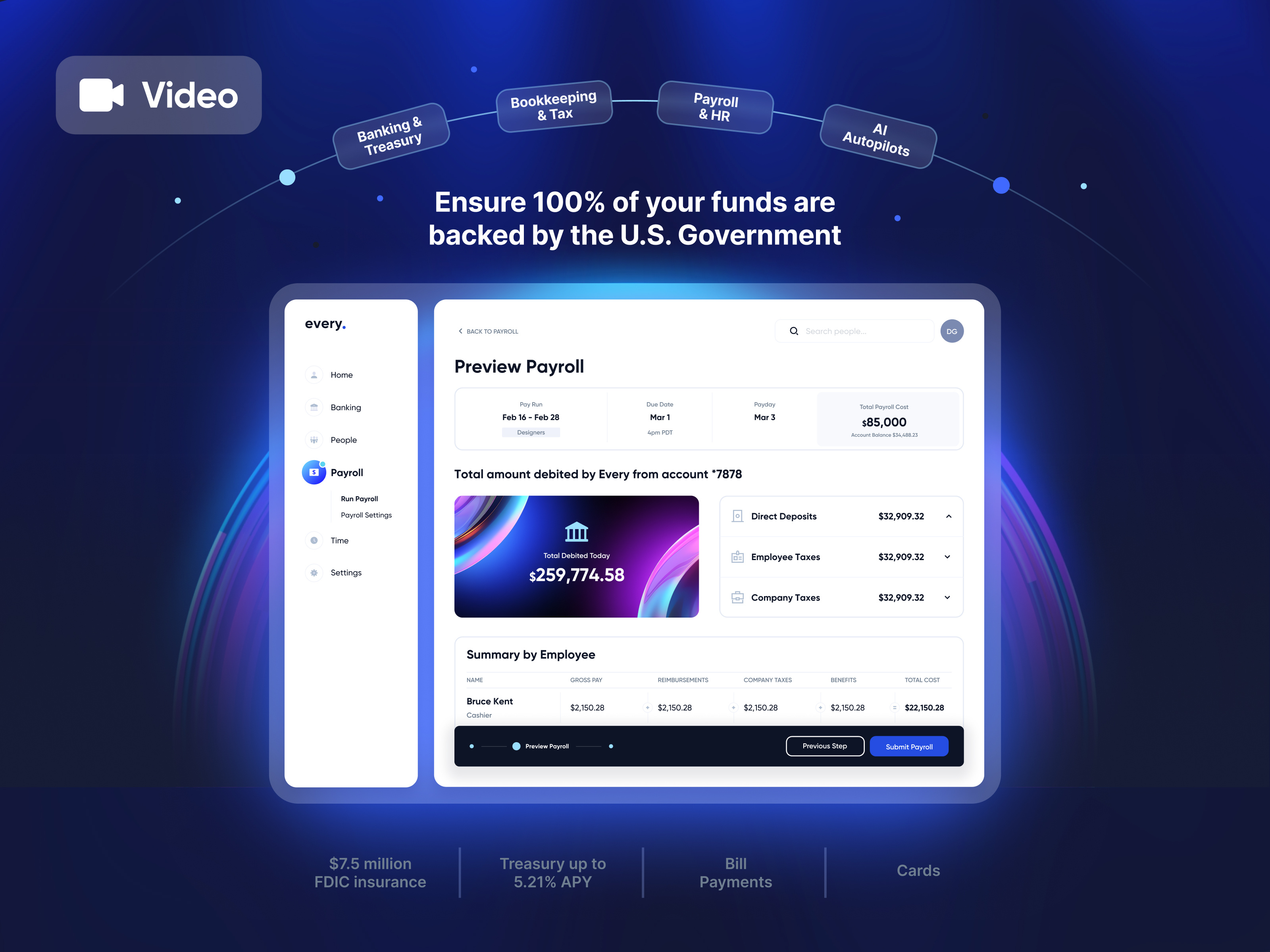 Feature Highlights section | Every admin animation bookkeeping dashboard finance fintech futuristic interaction linear management product saas space theme startup web design
