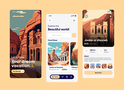 Your Dream Vacation branding graphic design logo mobileapp travel ui uiux design vacation app