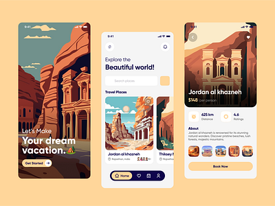 Your Dream Vacation branding graphic design logo mobileapp travel ui uiux design vacation app