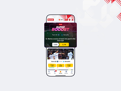 Betclic Flash Boost bet betclic betting boost flash boost football home page match offer product design soccer sport top ui