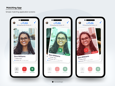 Match App affection app branding date design figma heart logo match message mobile profile refresh reject typography ui ux
