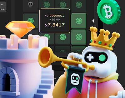 Changing the style from 2D to 3D and something new 2d to 3d 3d 3d icons bitcoin casino coin crypto design dice game hilo icon illustration jackpot online plinko rocket roulette target tower