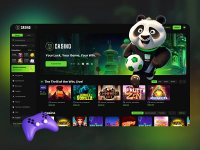 UX/UI Design of Casino Gambling Platform betting blockchain branding casino casinoplatform crypto crypto design cryptocurrency design gambling games gaming green illustration interface logo play ui