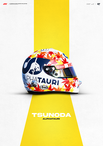 Yuki Tsunoda Helmet Poster | Alphatauri | Formula 1 alphatauri art design f1 f1 poster formula 1 formula1 graphic design motorsport poster poster design racing sport