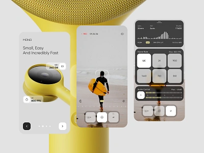 App Design. Mono app camera design device mono shot tool ui ux