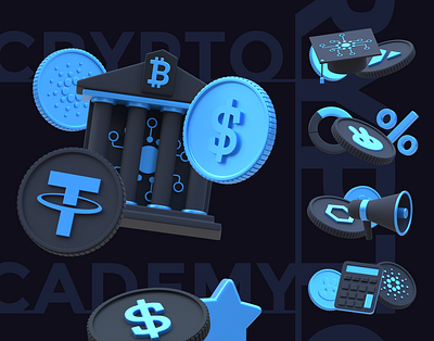 3D icon design 3d academy bitcoin blender blockchain briefcase coin crypto cryptocurrency design etherium icon investment marketing modern premium robot target wallet web3