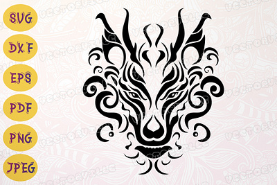 Dragon Head Tattoo SVG Symmetry Stencil amulet symbol svg