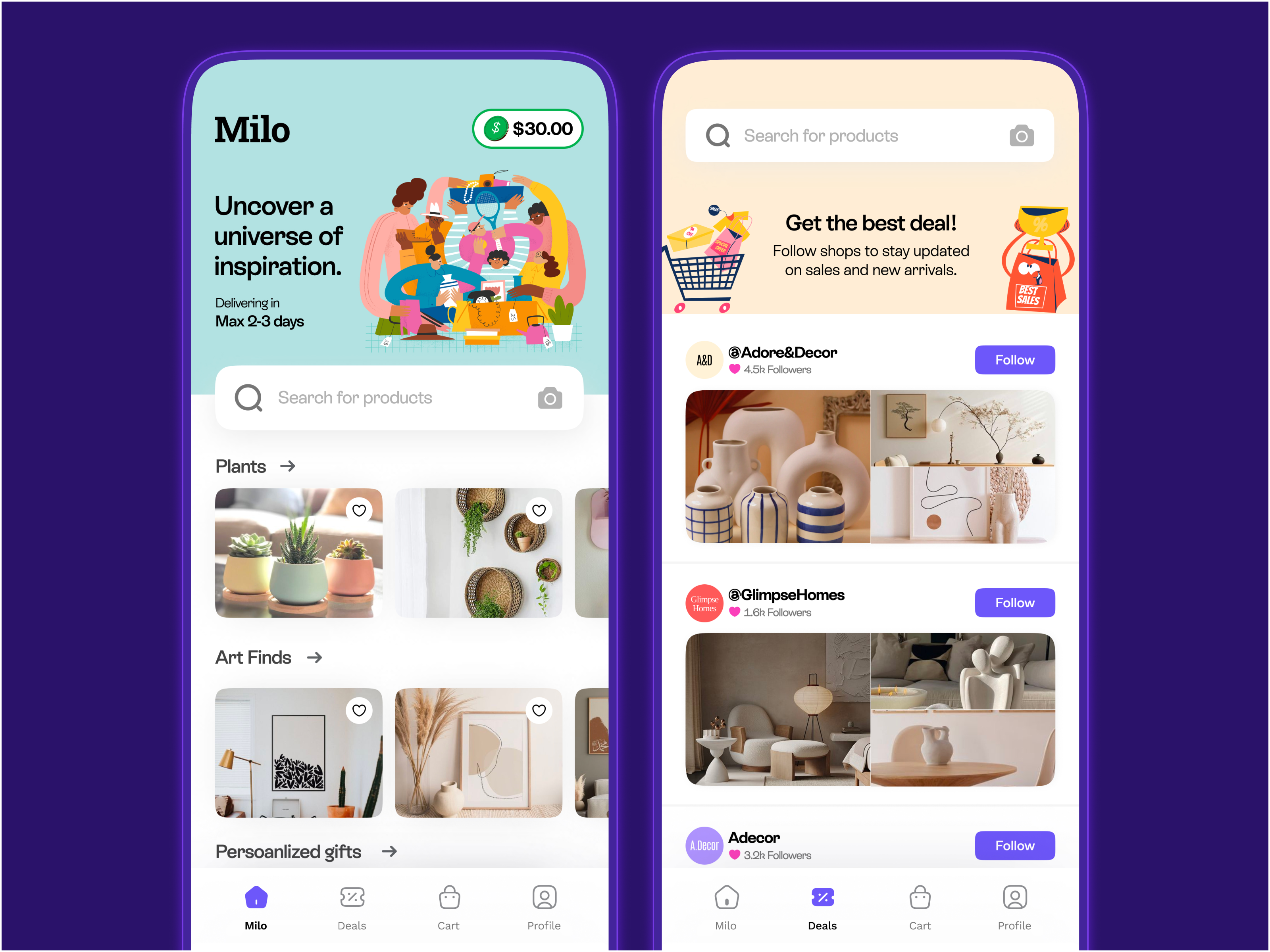 Example of Markeplace Home & Deals