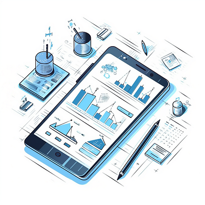 Analytics charts desk finance fincancial charts graph pen phone productivity tablet