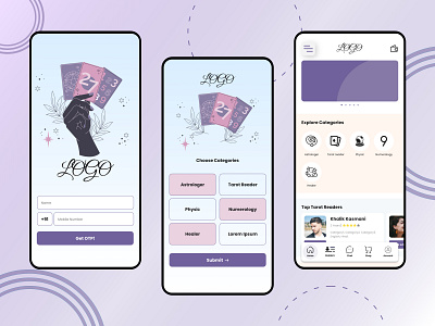 Tarot Card Reading App app design mobile ui ui design ux