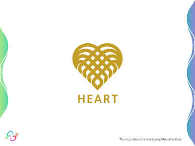 Heart Logo brand design brand designer couple dating gold golden heart line logo design logo designer logo for sale logo idea logo inspiration logomark logotype love luxurious luxury monoline zzoe iggi