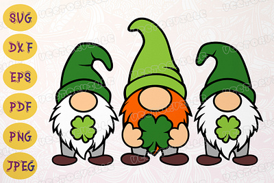 St Patrick's Day Gnomes SVG Shamrock DXF st patricks gnome shamrock svg