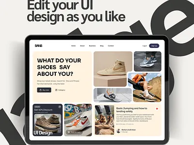 Shoes website hero section. ui
