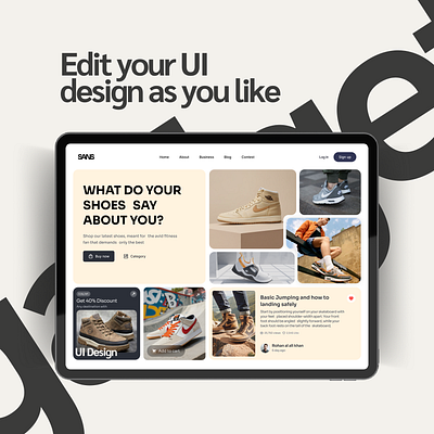 Shoes website hero section. ui