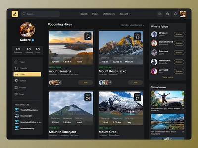 Social Media Web App for Hikers app design app for hikers appmobile branding design hikers designing graphic design hikers hikersapp mobile design mobileapp motion graphics social media web ui ui app uiux ux web web app webdesign