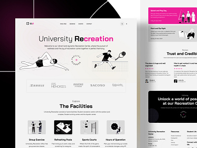 University Recreation Center animation branding design facilities fitness club healthy life homepage illustration landing page lifestyle logo minimal design motion graphics recreation typography ui university recreation center ux website website design