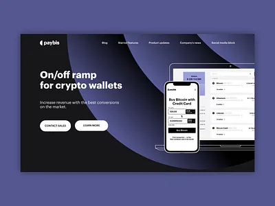 Landing Page: Paybis branding concept crypto landing page laptop paybis ui web