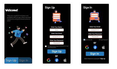 Mobile Sign Up Flow 3d graphic design mobile app sign up flow ui