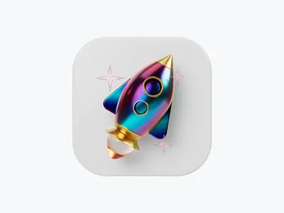 Rocket squared icon - Color 3d 3d icon blender c4d cycles design icon icon set icon square icons illustration logo product design render rocket rounded space star ui ux