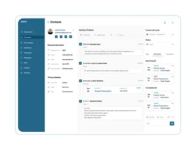 CRM system contacts crm design crm interface logic project screen uiux ux