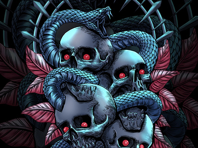 snake cover art darkart drawing graphic design illustration skull snake tshirtdesign