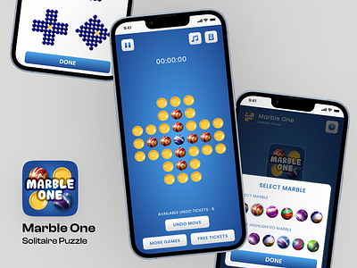 Marble One - Solitaire Puzzle Game App Ui Design app ui game ui redesign redesign solution solitaire solitaire game ui solitaire puzzle