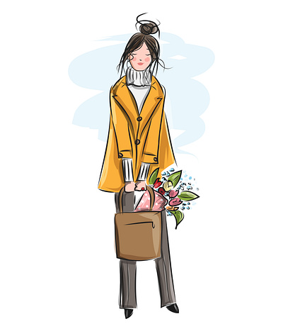 Spring mood adobe illustrator branding cartoon cute design drawing fashion feminine illustration sketch woman