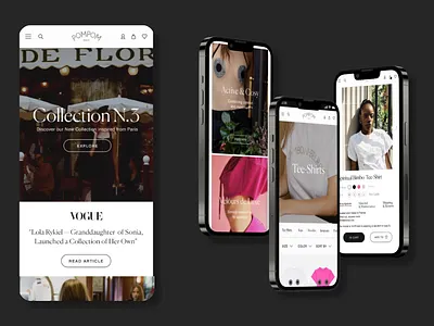 Mobile fashion luxury e-commerce product page | Pompom Paris branding category page clothing e commerce fashion fashion luxury interaction design landing page luxury mobile mobile design product page ui user experience user interface ux ux design