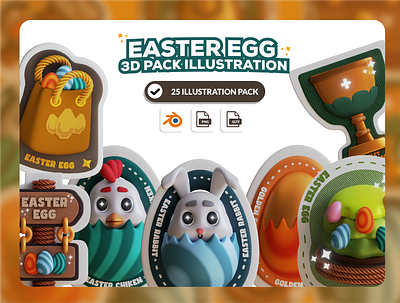 EASTER EGG 3D PACK ILLUSTRATION 3d design easter easter eggg graphic design icon pack illustration paskah ui uiux