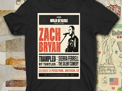 Poster Wild Horses Festival Zach Bryan Dec 30-2023 Concert Petco zach bryan