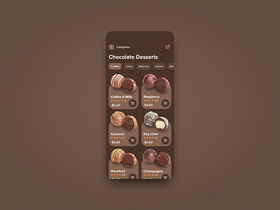 Category Cards Screen - UI Design card category chocolate design dessert mobile truffle truffles ui ui design