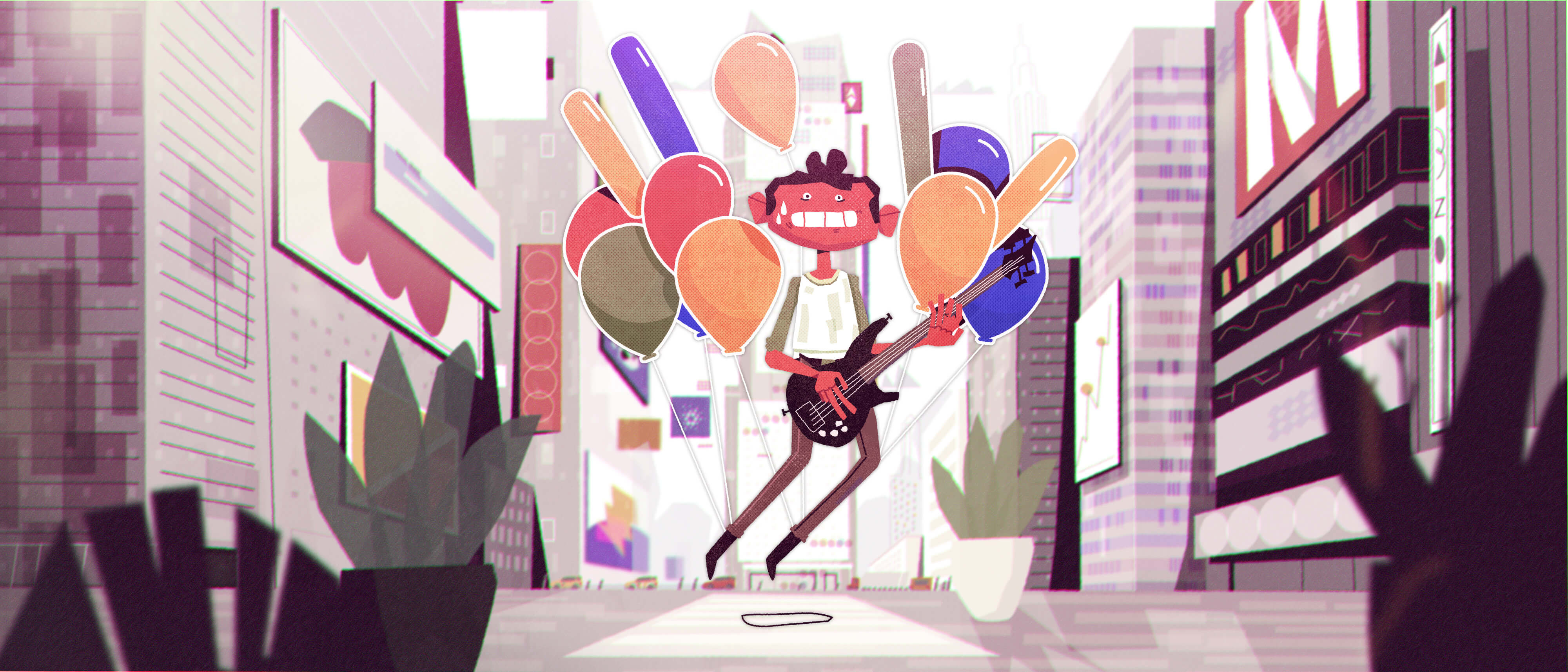 NYC background balloon boston building character character design city guitar illustration illustrator music new york nyc simple vector