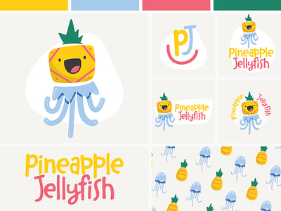 Pineapple Jellyfish Etsy Brand brand mark branding etsy fun illustration logo pattern whimsical