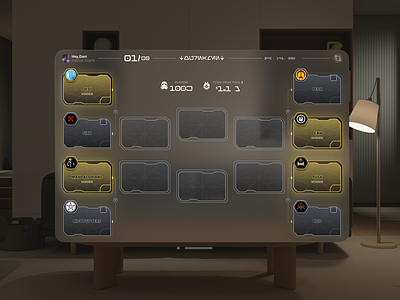 Web Tournament Interface (visionOS) assets blockchain crypto dark dark theme game glass os vision tournament ui ux vision os vision pro