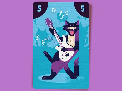 Cat Blues – Electric Guitar art board game card game design illustration print vector