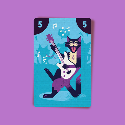 Cat Blues – Electric Guitar art board game card game design illustration print vector
