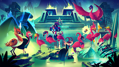 Toxic Flamingos: Season 2 fantasy fantasy art game art gaming illustration retro vintage