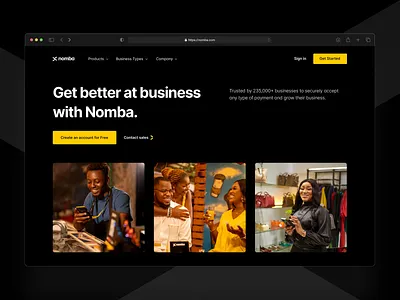Nomba Website - Hero page (Dark Mode) branding dark theme darkmode designthinking hero interface landing page marketing minimal nomba page product design rebrand typography ui ui ux user experience ux web web app