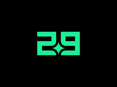 29 29 balance black branding design digital green icon illustration logo minimal mirror number star vector