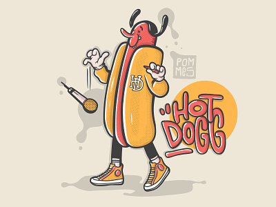 Hot Dogg character characterdesign dropitlikeitshot german hiphop hotdog hotdogg iampommes illustration illustrator mascot micdrop procreate rap retro rubberhose snoopdogg vintage westcoast wiener