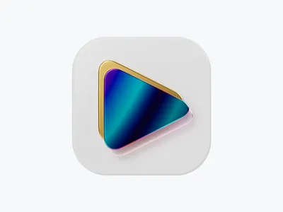 Play squared icon - Color 3d 3d icon app blender c4d cycles design glass glossy gold icon icon set illustration iridescent play product design render ui ux you tube