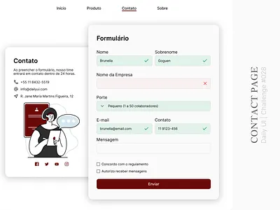 #028 | Contact Page challenge contact contact page contato daily ui dailyui ui