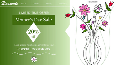 Blossom's Florist - Hero Illustration & Design 2d illustration banner design graphic design hero illustration illustration line drawing vector graphics