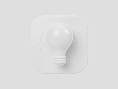 Bulb squared icon - Clay 3d 3d icons app blender bulb cinema 4d clay cycles design icon icon set icons lapm light product design render square ui ux white