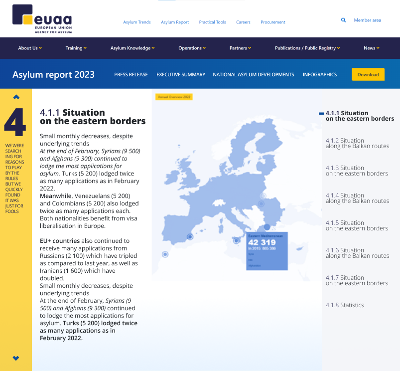 euaa Asylum Report chapter page proposition parallax vertical