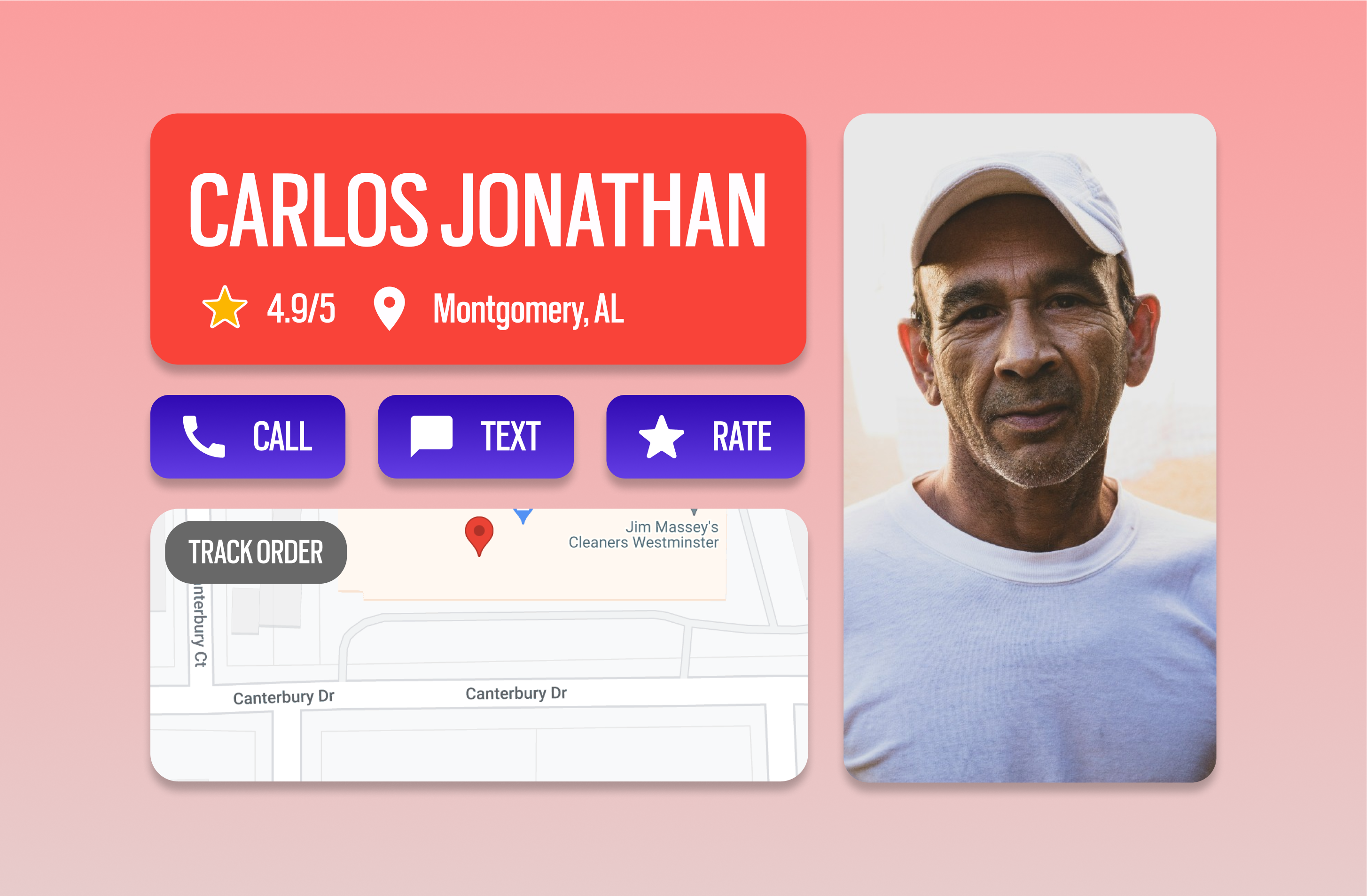 Daily UI #6-1 blue dailyui dailyui6 delivery delivery app design drop shadow figma food app minimal profile profilepage red ui